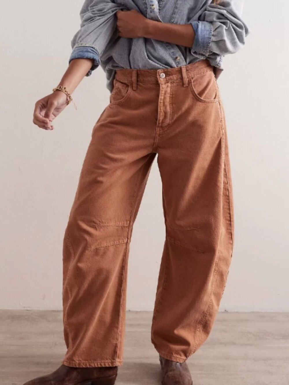 We The Free Good Luck Mid-Rise Barrel Jeans | Ginger Root | Womens 25